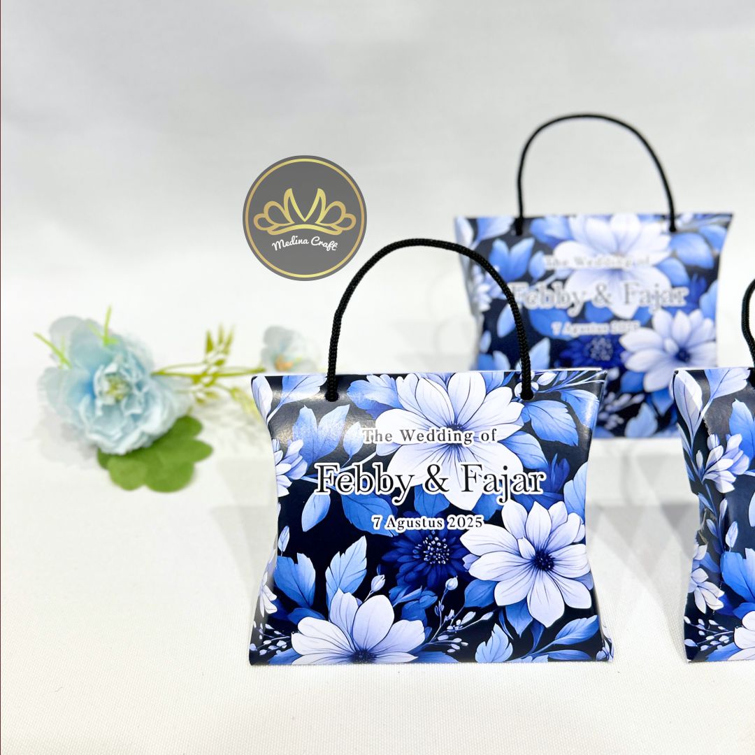 Pillow Box Packaging Souvenir Pernikahan Full Printing Custom Desain - Gambar 2