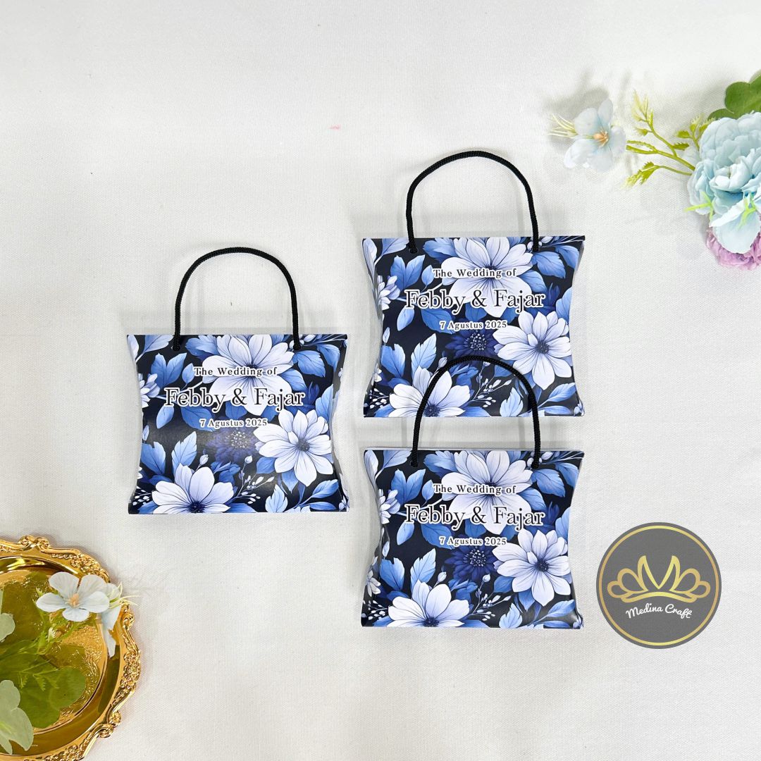 Pillow Box Packaging Souvenir Pernikahan Full Printing Custom Desain - Gambar 4